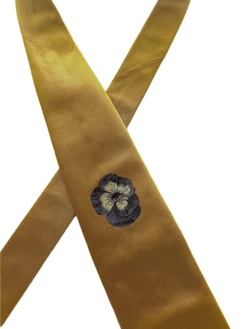 Vintage Fornasetti Milano Gold Silk Necktie Surrealist Pansy Eye Made in Italy